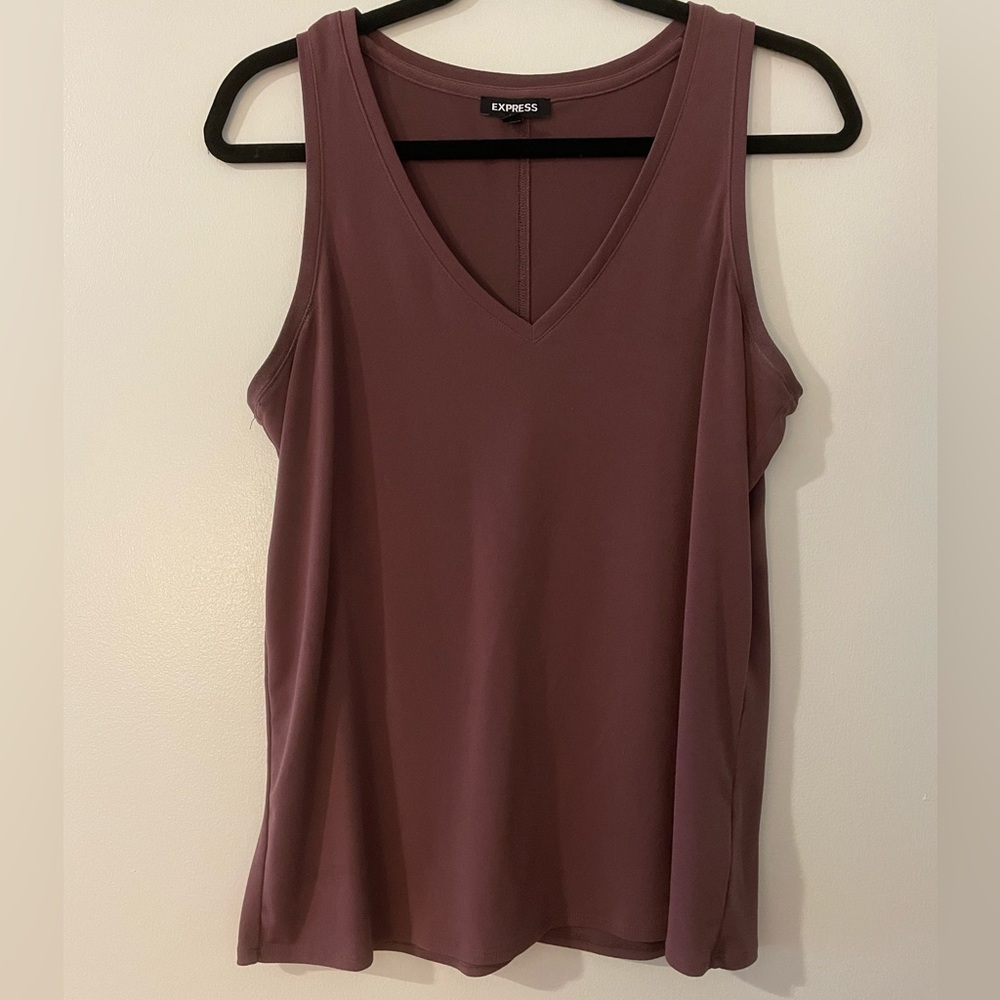 Dark Pink/Purple Mauve Express Relaxed V-Neck Tank